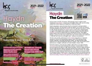 Highgate Choral Society Haydn The Creation @ All Hallows’ Church Gospel Oak